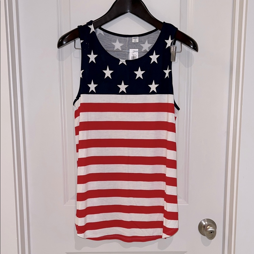 Old Navy Stars and Stripes Tank Top - Red, White, and Blue, size L. NWT